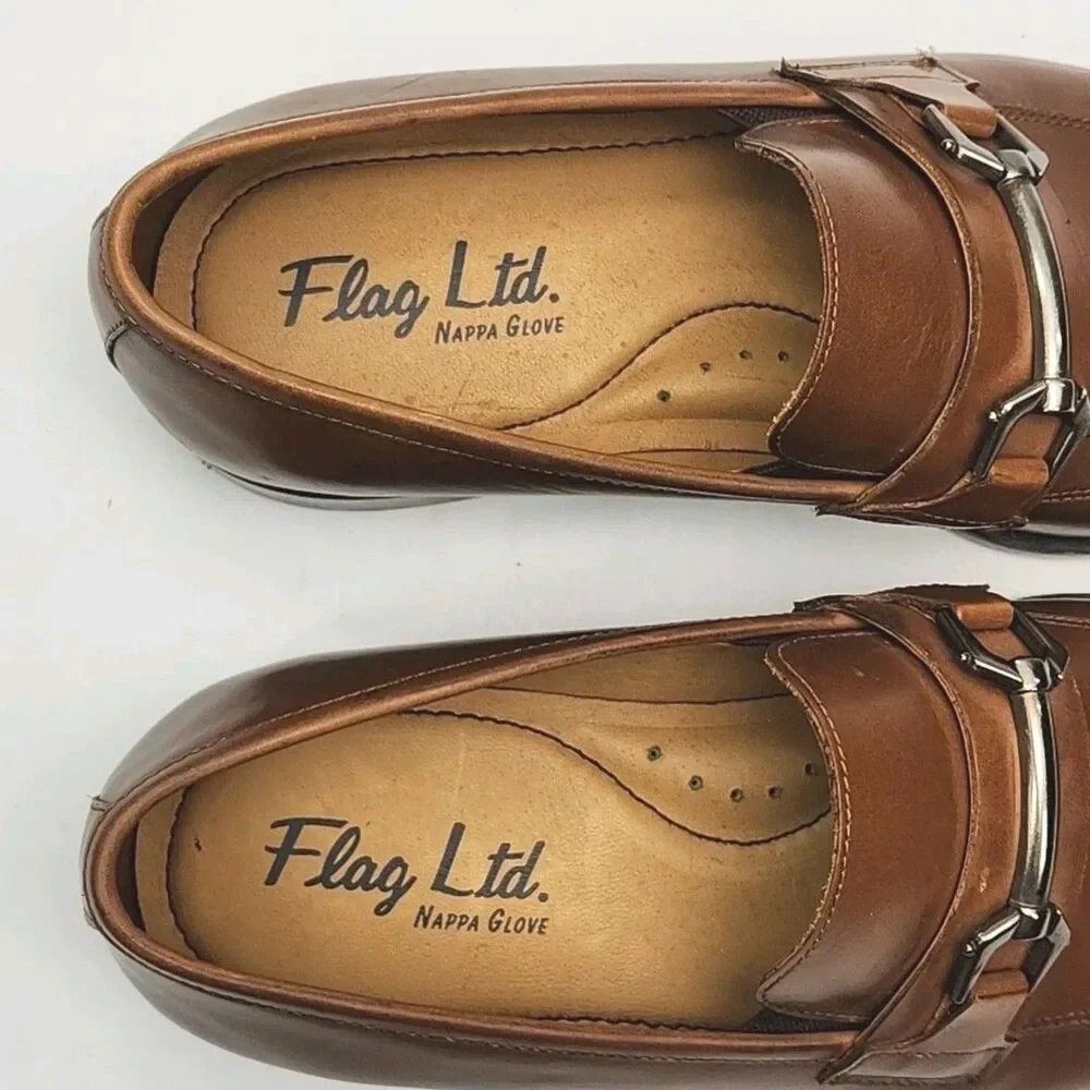 Flag Ltd Dress Shoe Loafer Nappa Glove Men Sz 8 Brown Leather InnoFlex Horse Bit